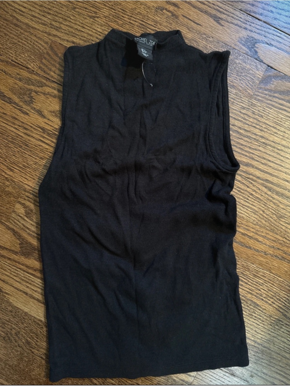 Rachel Zoe Black Ribbed Mock-Neck Tank